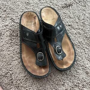 Finn Comfort Sandals Womens Size 39 Black Leather Thong Toe Post Made in Germany